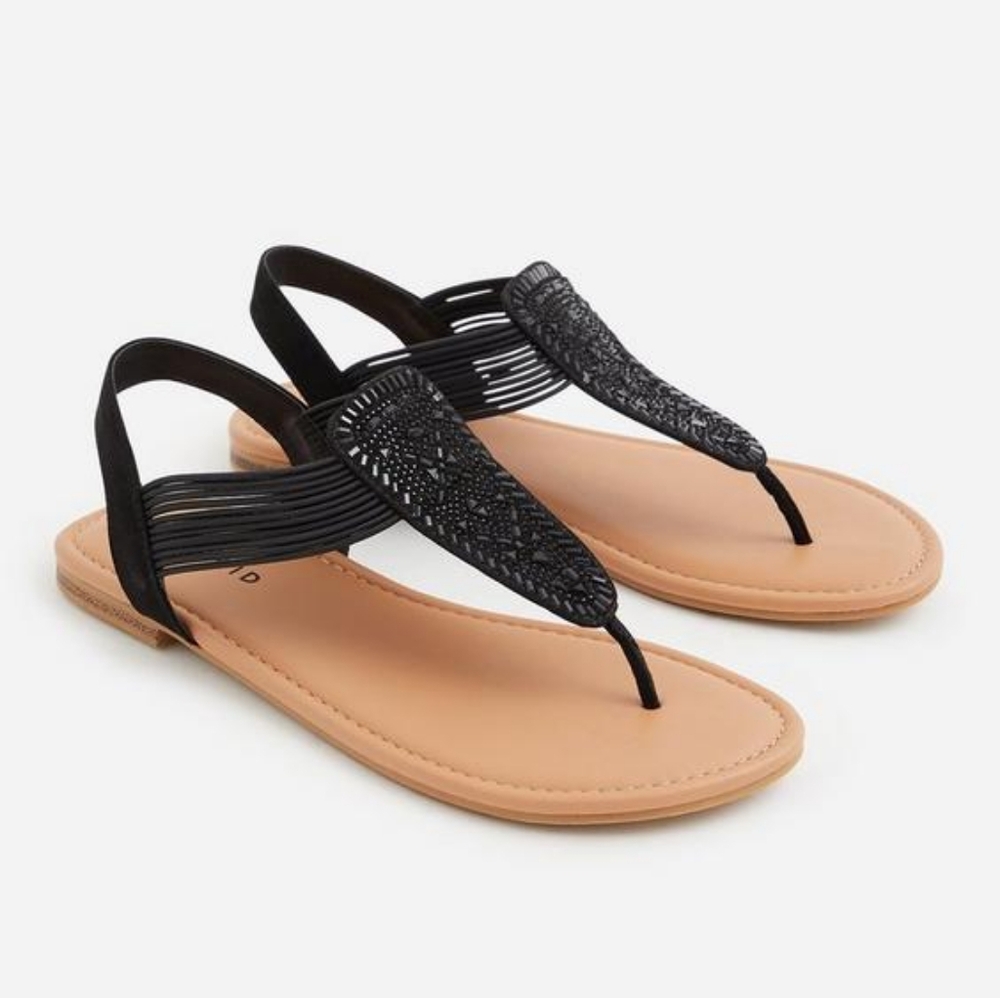 Torrid extra wide width t-strap sandal, 7ww, black - Picture 2 of 9